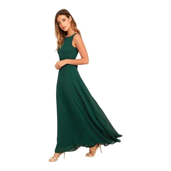 Lulu’s That Special Something Forest Green Maxi Dress Size Medium - Picture 6 of 6